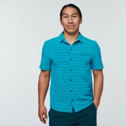 Cambio Button Up - Printed - Men's -Cotopaxi Shop CambioPrintButtonUpMineralBlueStripe 2