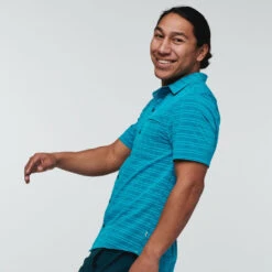 Cambio Button Up - Printed - Men's -Cotopaxi Shop CambioPrintButtonUpMineralBlueStripe 4