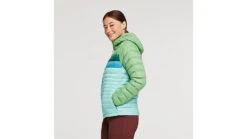 Cotopaxi Fuego Down Hooded Jacket - Women's -Cotopaxi Shop opplanet cotopaxi fuego down hooded jacket womens kelp sea glass small fdj s23 klpsg w s av 1